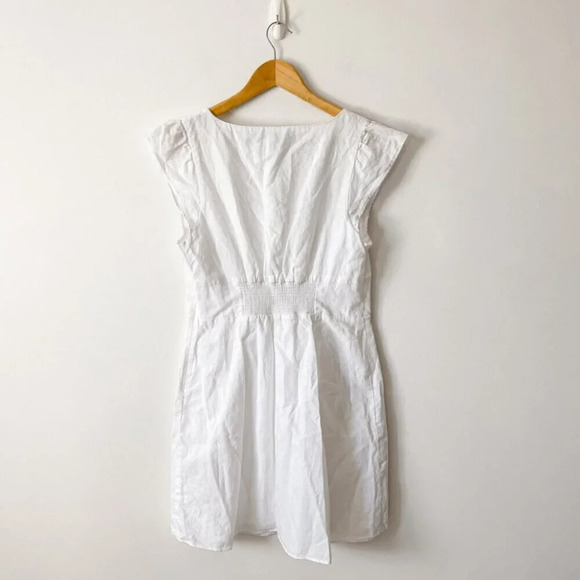 Banana Republic Linen Cotton Button Front Mini Dress White Size 12 - Picture 6 of 9